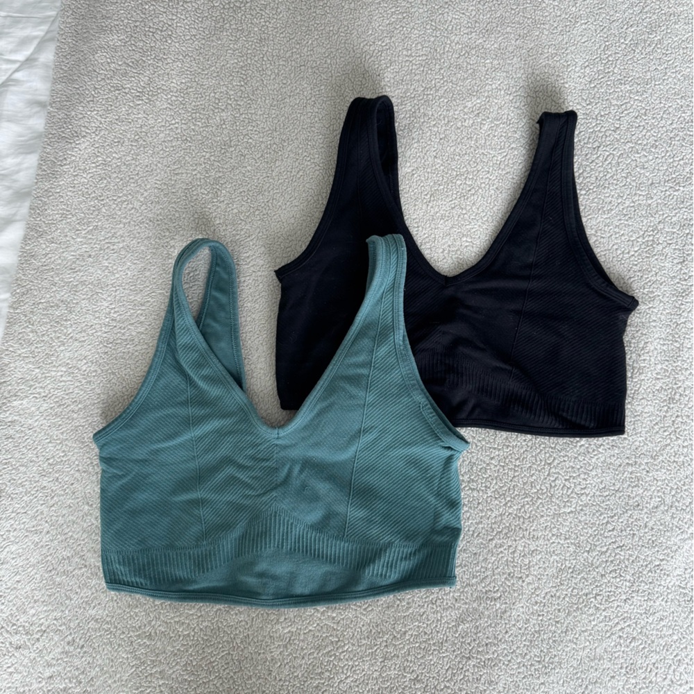 Two Gymshark Rest Day Seamlesss Bralettes
